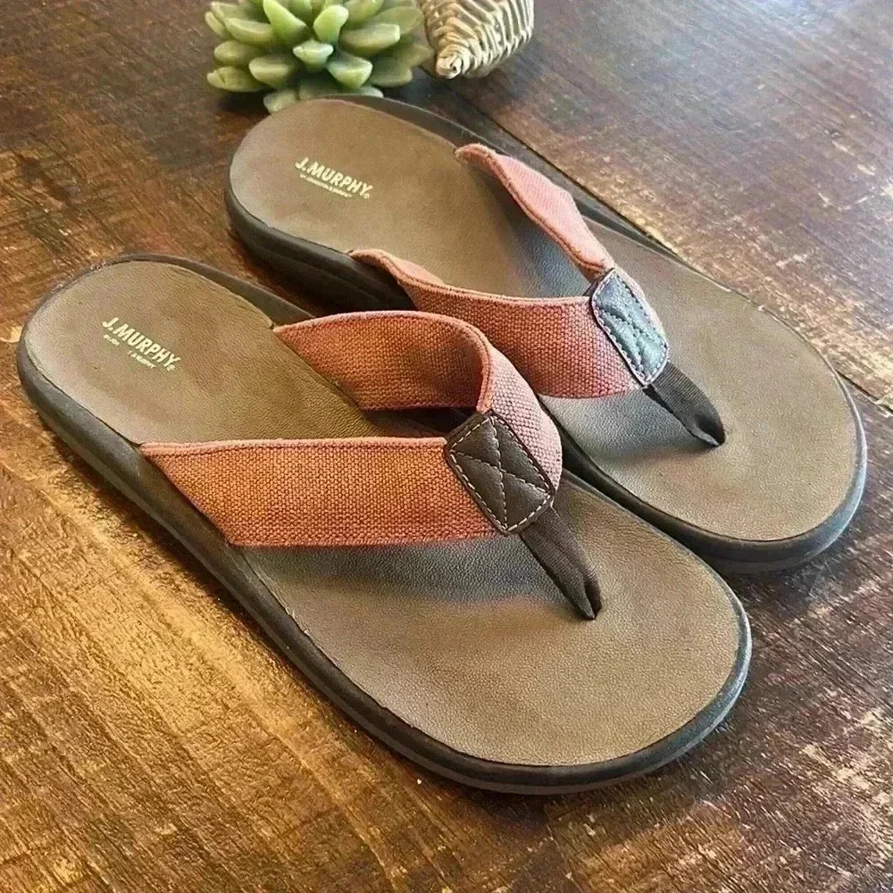 J.MURPHY | Rust Color Canvas Flip Flop Sandals - image 1